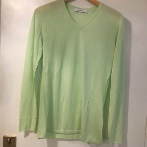 KOKUN lime green V neck sweater Sz M